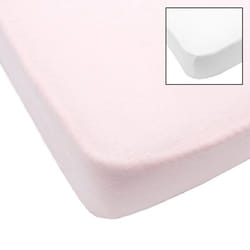 BABYCALIN 2 Draps Housse Bébé Blanc Rose 70 x 140 cm - Jersey - 130gr/m²