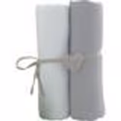BABYCALIN 2 Draps Housse Bébé Blanc Gris 70 x 140 cm - Jersey - 130gr/m²