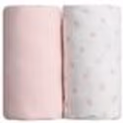 BABYCALIN Lot de 2 draps housse Jersey coton - Impression étoile rose et rose uni - 70 x 140 cm