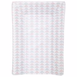BABYCALIN Matelas à langer Luxe - Motifs géométriques - Rose et gris - 50 x 70 cm