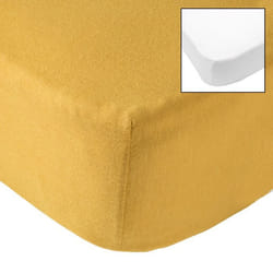 BABYCALIN Lot de 2 draps housse 60x120x15cm Moutarde/blanc