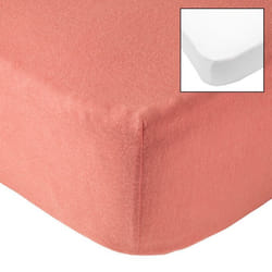 BABYCALIN Lot de 2 draps housse 60x120x15cm Terracotta/blanc