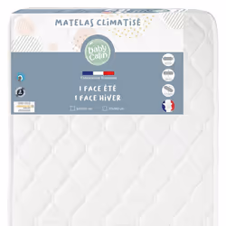 Matelas lit été/hiver 24KG/M3 60x120cm - BABYCALIN - Bloc mousse pur - Anti acarien bactérien moisissure