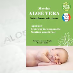 BABYCALIN Matelas de lit 24kg/m3 déhoussable Aloe Vera 60x120x10cm
