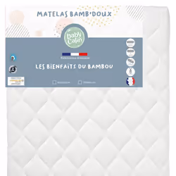 Matelas de lit déhoussable Viscose bambou 70x140x10cm - BABYCALIN - 18 Kg/m3