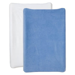 Housse pour matelas à langer Blanc / Bleu Jean x2 pcs en éponge - Housse matelas à langer 50x70 cm