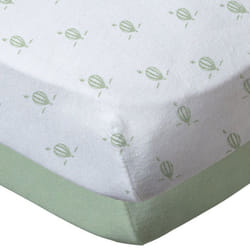 Lot de 2 draps-housses 70x140 cm - Montgolfières Vert Amande