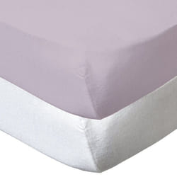 Drap-housse 60x120 cm x2 pcs en Coton Blanc / Lilas