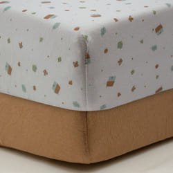 Drap-housse 60x120 cm x2 pcs en Coton Petites Maisons / Noix de Pécan