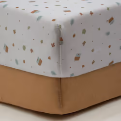 Drap-housse 70x140 cm x2 pcs en Coton Petites Maisons / Noix de Pécan