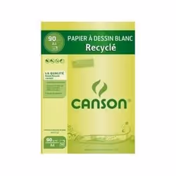 Bloc de papier à dessin - Canson - A4 - Blanc - Recyclé - Grain blanc
