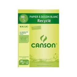 Bloc de papier à dessin - Canson - A4 - Blanc - Recyclé - Grain blanc