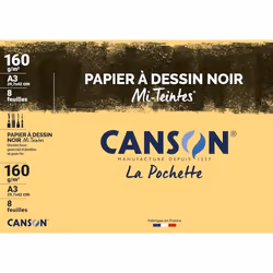 Papier à dessin - CANSON - Mi-Teintes - A3 - Noir - 160 g/m² - Grain nid dabeille et fin