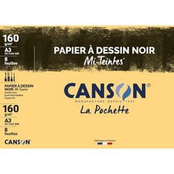Papier à dessin - CANSON - Mi-Teintes - A3 - Noir - 160 g/m² - Grain nid dabeille et fin
