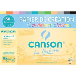Pochette papier de création - CANSON - A4 - 150 g - Couleurs claires - 12 feuilles