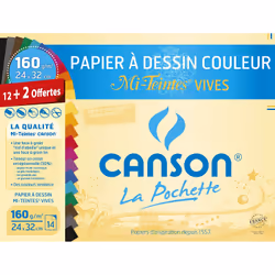 Canson 200002778, papier d'art, 160 g/m², 12 feuilles