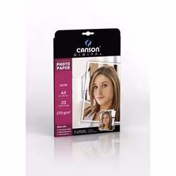 Canson C200004329, Gloss, 270 g/m², Jet d'encre, A4, 21x29.7 cm, Blanc