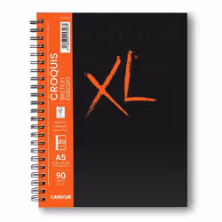 Canson XL Book, Noir, Orange, A5 (148 x 210 mm), 90 g/m², 100 feuilles