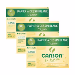 3 pochettes de papier Canson - Papier à dessin - 24x32 cm - Blanc - 180g - 12 feuilles