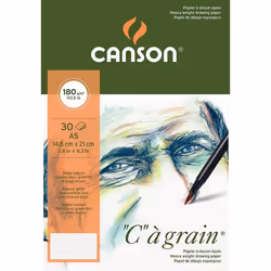 Bloc papier dessin - CANSON - A5 - 180 g/m2 - 30 feuilles - Grain vergé