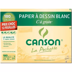 CANSON La Pochette C à Grain Papier à dessin 240 x 320 mm 12 feuilles blanc