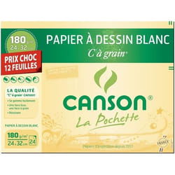 CANSON La Pochette C à Grain Papier à dessin 240 x 320 mm 12 feuilles blanc