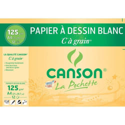 Papier à dessin - Canson - Pochette 21 x 297 cm - 12 feuilles - 125 gr - Blanc