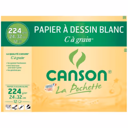 Canson Pochette “C” à grain, papier d'art, 224 g/m², 10 feuilles
