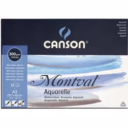 Papier aquarelle - Canson - Montval - A3 297x42 cm - 300g/m² - 12 feuilles