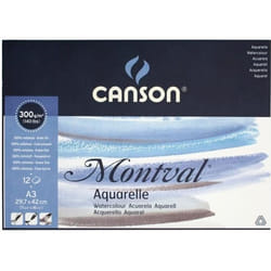 Papier aquarelle - Canson - Montval - A3 297x42 cm - 300g/m² - 12 feuilles