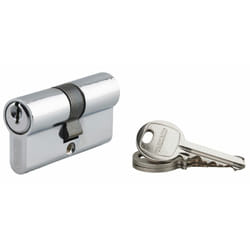 SP - Cylindre de serrure double entrée, 30x30mm, aluminium, anti-arrachement, 3 clés, nickel
