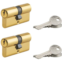 SP - Lot de 2 cylindres de serrure double entrée Ecopro, 30x30mm, aluminium, anti-arrachement, 3 clés, laiton