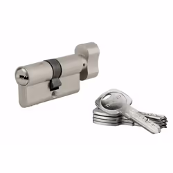 Profil européen laiton. Mécanisme à 6 goupilles. Protection contre le perçage par aiguille en acier trempé. Panneton anti arr ...