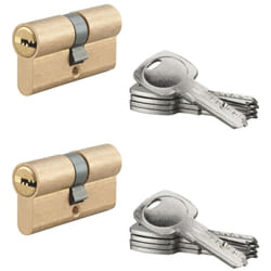 SP - Lot de 2 cylindres de serrure à double entrée 5G, 30x30mm, laiton, anti-arrachement, 5 clés
