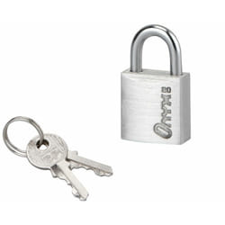 SP - Cadenas à clé, bagage, 20mm, alu, anse acier nickelé, 2 clés