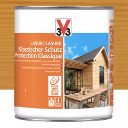La lasure Protection Classique 4ans V33 possède une base protectrice complète satinée à base de résines alkydes. Cette lasure ...