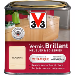 Le Vernis Meubles & Boiseries V33 protège vos bois bruts ou déjà vernis des taches et chocs du quotidien. Grâce à la technolo ...