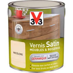 Le Vernis Meubles & Boiseries V33 protège vos bois bruts ou déjà vernis des taches et chocs du quotidien. Grâce à la technolo ...