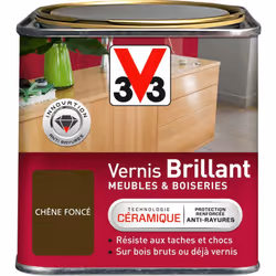 Le Vernis Meubles & Boiseries V33 protège vos bois bruts ou déjà vernis des taches et chocs du quotidien. Grâce à la technolo ...