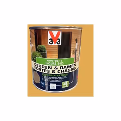 V33 Lasure Portes et chassis 4 ans Eco Protection est une lasure transparente d'aspect mat à 80% d'ingrédients naturels qui p ...