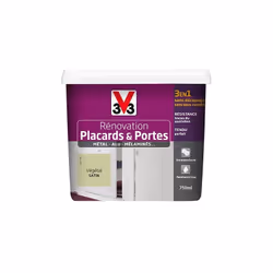 Peinture V33 Rénovation Placards & Portes est une peinture acrylique qui s'applique sans sous-couche sur les placards, portes ...
