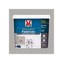 Peinture Ficelle Satin Rénovation Faïence V33 750mL Gris 0000000