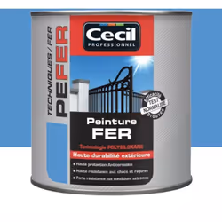 La Peinture Fer Cécil Professionnel PE FER Bleu est une peinture laque antirouille pour la protection et la décoration des mé ...