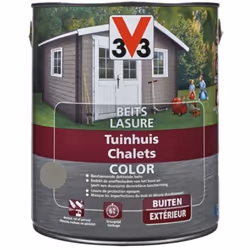 V33 Lasure Chalets Color est une lasure bois recommandée pour chalets, façades et pignons, clôtures, poutres.... S'applique s ...