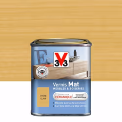 Ce Vernis Mat Meubles & Boiseries V33 conserve la beauté naturelle et l'aspect brut du bois, tout en le protégeant. Il protèg ...