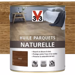 A base d'huile naturelle de Tung, sélectionnée pour son excellente résistance et sa dureté, l'Huile parquets naturelle V3 ...