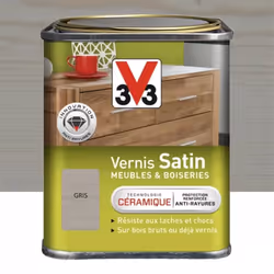 Le Vernis V33 Meubles et Boiseries Satin Gris protège vos bois bruts ou déjà vernis des taches et chocs du quotidien. Grâce à ...