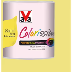 Peinture Multi-Supports V33 Colorissim Satin est une peinture ultra couvrante, multi-supports. Elle peut s'appliquer sur murs ...