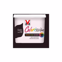 Peinture V33 Colorissim est une peinture ultra couvrante, multi-supports. Texture veloutée. Aspect satin.