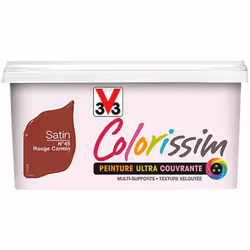 Peinture Multi-Supports V33 Colorissim Satin est une peinture ultra couvrante, multi-supports. Elle peut s'appliquer sur murs ...